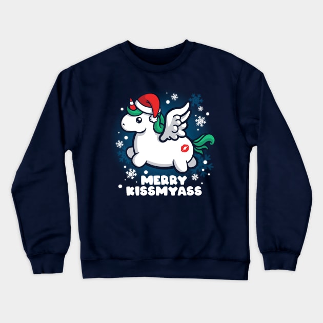 Unicorn merry kissmyass christmas Crewneck Sweatshirt by NemiMakeit